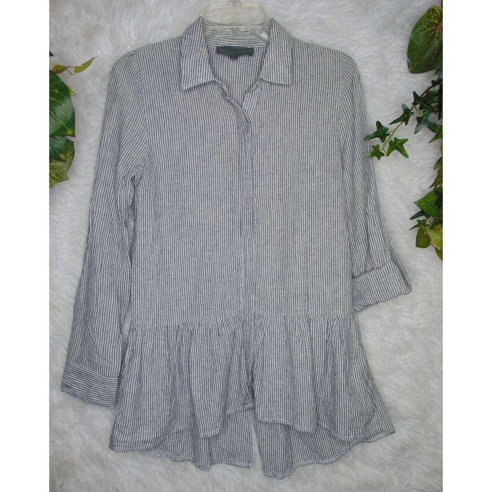 Sunday in Brooklyn Anthropologie | Women's Button Up Peplum Stripes Size XS